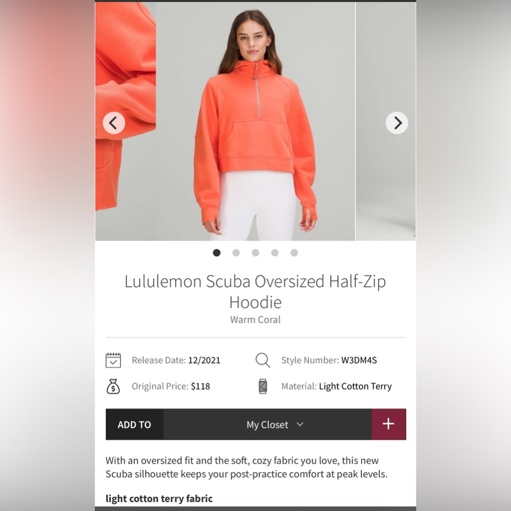 Lululemon oversized scuba half zip Hoodie